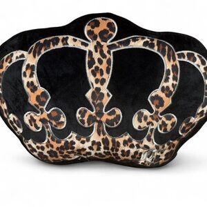 Juicy Couture leopard print crown plush pillow.